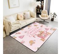 Homewish Tapis Salon 100x150cm Noël Rose Doux, Tapis Chambre Maison de Pain D'Gingembre de Noël, Tapis Sol Homme Mignon de Pain D'Gingembre, Décoration D'Intérieur Joyeuxnoël Vacances d'hiver