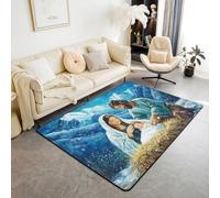 Homewish Tapis Salon 100x150cm Noël, Tapis Chambre Joyeuxnoël, Tapis Sol Montagne de Neige Blanche d'hiver, Décoration D'Intérieur pour Garçons Filles Adultes Joyeux Noël