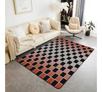 Homewish Tapis Salon 100x150cm Noir Checkered,Tapis Chambre Coral Grisish Ombre,Tapis Sol Buffalo Plaid Grid,Décoration D'Intérieur pour Enfants Garçons Filles Gingham Esthétique