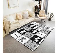 Homewish Tapis Salon 100x150cm Noir Coquette Bowknot,Tapis Chambre Initial Letter J,Tapis Sol Enfants Adolescents Castle,Décoration D'Intérieur Fantasy