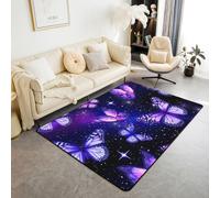 Homewish Tapis Salon 100x150cm Nœud Rouge Mignon Tapis Chambre Ciel étoilé Galaxie Tapis Sol Nœud Papillon coquet Fantaisie Décoration D'Intérieur Faune Néon