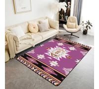 Homewish Tapis Salon 100x150cm Ouest Tapis Chambre Sud-Ouest Indigène Géométrique Tapis Sol Exotique Nordique Aztec Décoration D'Intérieur Triangle À Bandes Diamant, Violet