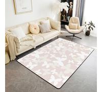 Homewish Tapis Salon 100x150cm Papillon Beige Tapis Chambre Papillon Neutre élégant Tapis Sol Esthétique Silhouette Papillons Minimaliste Décoration D'Intérieur Rose rosé