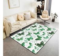 Homewish Tapis Salon 100x150cm Papillon Vert,Tapis Chambre Boho Feuilles Botaniques,Tapis Sol Aquarelle Papillons Animaux,Décoration D'Intérieur Enfants Adolescents Adultes Esthétique Moderne