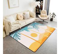 Homewish Tapis Salon 100x150cm Plage Tropicale, Tapis Chambre Palmier Hawaïen, Tapis Sol Boho du Milieu du Siècle, Décoration D'Intérieur Thème D'Été