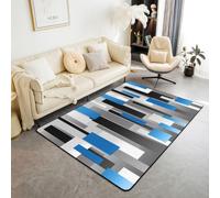 Homewish Tapis Salon 100x150cm Plaid Dégradé | Tapis Chambre Antidérapant Gris Cleu Décoration D'Intérieur Damier Géométrique -