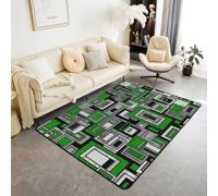 Homewish Tapis Salon 100x150cm Plaid Dégradé | Tapis Chambre Antidérapant Vert Gris Décoration D'Intérieur Damier Géométrique -