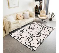 Homewish Tapis Salon 100x150cm Princesse Noire Bowknot, Tapis Chambre Dessin Animé Ruban Arc, Tapis Sol Kawaii Coquette, Décoration D'Intérieur Bow Cravat Star