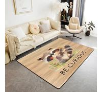 Homewish Tapis Salon 100x150cm Raccoon Mignon, Tapis Chambre Animaux de La Jungle de Dessins Animés, Tapis Sol Animaux de Bois, Décoration D'Intérieur Enfants Garçons Filles Adultes Wild Kawaii