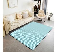 Homewish Tapis Salon 100x150cm Rayure Géométrique Bleu Sarcelle Tapis Chambre Abstrait Rayé Tapis Sol Style Simple Moderne Décoration D'Intérieur Couture