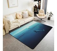 Homewish Tapis Salon 100x150cm Requin, Tapis Chambre Requin Féroce, Tapis Sol Enfants Teens Ocean Animal, Décoration D'Intérieur Oasis du Monde sous-Marin