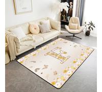 Homewish Tapis Salon 100x150cm Retro Fleurs Lettre F, Tapis Chambre Groovy Daisy Floral Butterfly, Tapis Sol Personnalisé Initial F, Décoration D'Intérieur Vintage Hippie Botanique