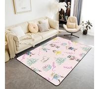 Homewish Tapis Salon 100x150cm Rose Casque-Noix, Tapis Chambre Fées Rocking Horse Streamers Roses, Tapis Sol Adolescentes Femmes Arbres de Noël, Décoration D'Intérieur Mouse King Noël