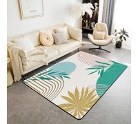 Homewish Tapis Salon 100x150cm Rose Vert du Milieu du Siècle,Tapis Chambre pour Enfants Adolescents Adultes Boho Moderne Abstrait,Tapis Sol Plante Botanique Esthétique Minimaliste