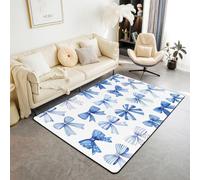 Homewish Tapis Salon 100x150cm Ruban Arc,Tapis Chambre Kawaii Blue Bowknot,Tapis Sol Enfants Adolescents Rose Bow Tie,Décoration D'Intérieur Princesse Preppy