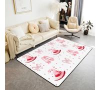 Homewish Tapis Salon 100x150cm Thème de pêche Tapis Chambre Chapeau de Magicien Magique Rose Tapis Sol Pêcheur Décoration D'Intérieur Nœuds Coquets