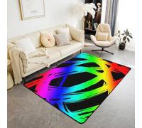 Homewish Tapis Salon 150x200cm Abstract Coloré et Noir,Tapis Sol Femmes Hommes À Rayures Géométriques,Tapis Chambre Minimalistes Graffiti Lignes Esthétiques Art Contemporain Boho Moderne