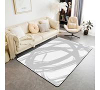 Homewish Tapis Salon 150x200cm Abstract Gris et Blanc,Tapis Sol Femmes Hommes À Rayures Géométriques,Tapis Chambre Minimalistes Graffiti Lignes Esthétiques Art Contemporain Boho Moderne