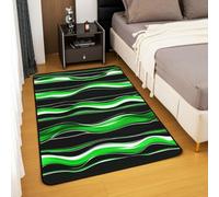 Homewish Tapis Salon 150x200cm Abstract Moderne, Tapis Sol Noir Vert Rayé, Tapis Chambre pour Garçons Filles Noir Art Minimaliste Simple, Décoration D'Intérieur Géométrique Contemporaine