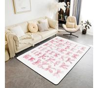 Homewish Tapis Salon 150x200cm Adolescent Fille Bow, Tapis Sol Mignon Rose Bow, Tapis Chambre Trendy Modern Fashion Bowknot, Décoration D'Intérieur Dreamy Préppy Princess Bowtie