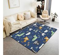 Homewish Tapis Salon 150x200cm Animaux de la Jungle Tapis Sol Faune de Chasse Tapis Chambre Animaux Mignons Dessin Animé Décoration D'Intérieur Tigre Crocodile Girafe Singe