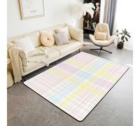 Homewish Tapis Salon 150x200cm Arc-en-Ciel Gradient Plaid,Tapis Sol Grille Pastel Ombre À Échecs,Tapis Chambre Esthétique Minimaliste,Décoration D'Intérieur Adultes Aquarelle Arc-en-Ciel Géométrique
