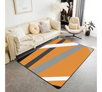 Homewish Tapis Salon 150x200cm Art Moderne, Tapis Sol Géométrie Abstraite, Tapis Chambre Lignes Rayées Jaune Gris, Décoration D'Intérieur Minimaliste Contemporain,Mode Simple