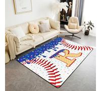 Homewish Tapis Salon 150x200cm Baseball Garçons,Tapis Sol Custom Alphabet R,Tapis Chambre Candy Dessert Ice Cream,Décoration D'Intérieur Enfants Garçons Adolescents Adults Sports Ball Themed