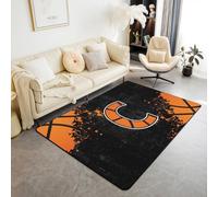 Homewish Tapis Salon 150x200cm Basketball,Tapis Sol Jeu Sportif Personnalisé,Tapis Chambre Monogramme C,Décoration D'Intérieur Jeux de Boule 3D