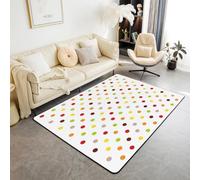 Homewish Tapis Salon 150x200cm Blanc Polka Dot, Tapis Sol pour Enfants Garçons Filles Colorful Mignon Round, Tapis Chambre Modern Abstract Rainbow, Décoration D'Intérieur Kawaii Polka Dots