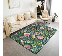 Homewish Tapis Salon 150x200cm Bohème Ombré Boho Vert Fleur