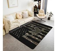 Homewish Tapis Salon 150x200cm Camo, Tapis Sol Canard Canard Faune Sauvage, Tapis Chambre Cabine Rustique de La Ferme, Décoration D'Intérieur Thème de Chasse Aux Oiseaux d'eau du Pays