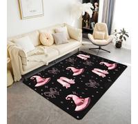 Homewish Tapis Salon 150x200cm Canard colvert Tapis Sol Chapeau de Magicien Magique Tapis Chambre Vie de lac Peinture à l'huile Décoration D'Intérieur Jolis Nœuds Rose Noir