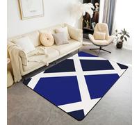 Homewish Tapis Salon 150x200cm Carré, Tapis Sol Abstract Moderne, Tapis Chambre Lignes Bleues Marines Bande, Décoration D'Intérieur Art Minimaliste Simple,Géométrique Contemporaine