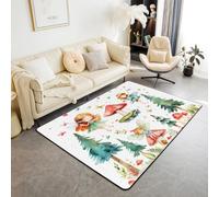 Homewish Tapis Salon 150x200cm Champignons et Fées, Tapis Sol Papillon, Tapis Chambre pour Filles Jardin de Fées Capricieux, Décoration D'Intérieur Papillons À Thème de Forêt