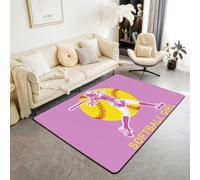 Homewish Tapis Salon 150x200cm Douxball Féminin | Tapis Sol Antidérapant Joueuse de Douxball pour Chambre à Coucher Amoureux du Balleon Jaune -
