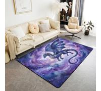 Homewish Tapis Salon 150x200cm Dragon,Tapis Sol Mysterious Galaxy,Tapis Chambre Enfants Adolescents Magic Wildlife,Décoration D'Intérieur Aesthetic Aurora