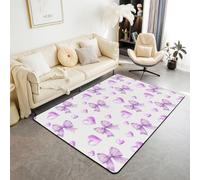 Homewish Tapis Salon 150x200cm Filles de l'arc Violet,Tapis Sol Ruban Bowknot,Tapis Chambre Princesse de Rêve Coquette,Décoration D'Intérieur Enfants Filles Garçons Adultes Trendy Preppy Bows