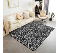 Homewish Tapis Salon 150x200cm Gris Imprimé Léopard | Tapis Sol Antidérapant Impression Guépard Afriqueined pour Chambre à Coucher Safari Texteure Peau Animaux -