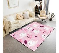 Homewish Tapis Salon 150x200cm Halloween Rose, Tapis Sol Filles, Tapis Chambre Joyeux Halloween Décor, Décoration D'Intérieur Sweet Candy Sugar Rose