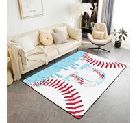 Homewish Tapis Salon 150x200cm Ice Cream Drip Baseball Garçons,Tapis Sol Alphabet U Baseball,Tapis Chambre Jeux de Sport de Balle Enfants Garçons Adolescents Adultes Crème Sucrée Bonbons Dessert
