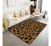 Homewish Tapis Salon 150x200cm Imprimé Guépard Tapis Sol Léopard Noir Brun Tapis Chambre Peau d'animal Safari Décoration D'Intérieur Faune Abstraite