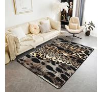Homewish Tapis Salon 150x200cm imprimé léopard Marron doré rétro Tapis Sol Patchwork Peau d'animal Sauvage Tapis Chambre Simulé Décoration D'Intérieur Exotique Gothique Western
