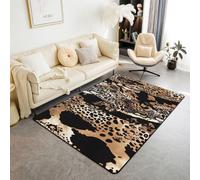 Homewish Tapis Salon 150x200cm imprimé léopard Marron rétro Tapis Sol Patchwork Peau d'animal Safari Sauvage Tapis Chambre Simulé Décoration D'Intérieur Exotique Gothique Western