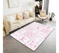 Homewish Tapis Salon 150x200cm Initial Letter X,Tapis Sol Enfants Adolescents Coquette Bows Castle,Tapis Chambre Bow Tie,Décoration D'Intérieur Fantasy Aesthetic,Rose