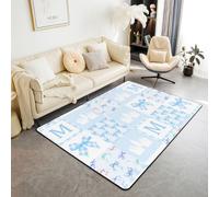 Homewish Tapis Salon 150x200cm Initial M Letter,Tapis Sol Coquette Bowknot,Tapis Chambre Enfants Adolescents Bow Décor Castle,Décoration D'Intérieur Fantasy Aesthetic,Blau