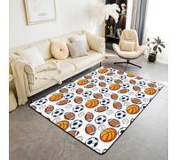 Homewish Tapis Salon 150x200cm Jeux de Ball de Sport,Tapis Sol Garçons Baseball Basketball Soccer Football,Tapis Chambre Softball Rugby,Décoration D'Intérieur Ballon Sports