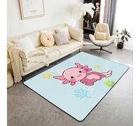 Homewish Tapis Salon 150x200cm La Vie Marine de L'Océan, Tapis Sol Salamandre de Dessin Animé, Tapis Chambre Axolotl Mignon, Décoration D'Intérieur pour Enfants Garçons Filles Kawaii Underwater World