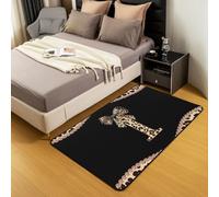 Homewish Tapis Salon 150x200cm Leopard Print Bow,Tapis Sol avec Lettre Initiale I Coquette Cheetah Bow,Tapis Chambre Mode Moderne Tendance,Décoration D'Intérieur Fille Alphabet Gépard Imprimer