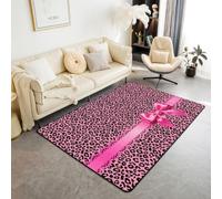 Homewish Tapis Salon 150x200cm Léopard Roses Vif | Tapis Sol Antidérapant Nœud Guépard Afriqueinknot pour Chambre à Coucher Safari Texteure Peau Animaux -
